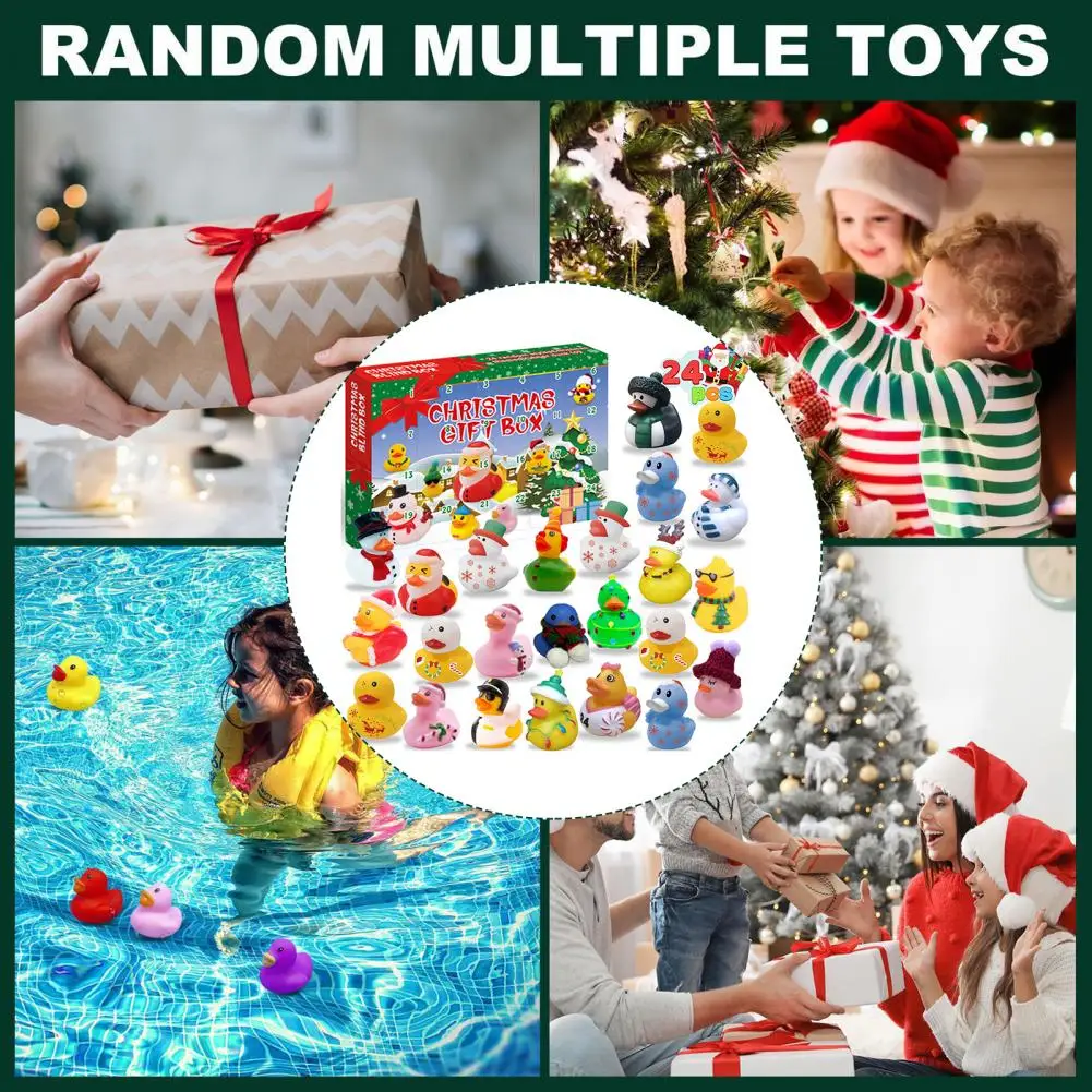 Christmas Duck Statue Christmas Countdown Duck Blind Box Mini Vinyl Cartoon Figurine Advent Calendar Toy Set for Kids Adults
