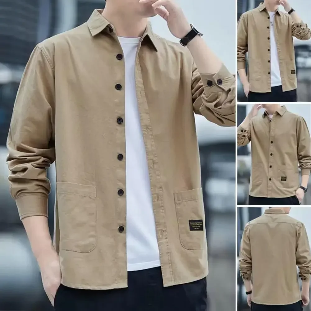 2024 New Autumn Tops Long Sleeves Single-breasted Thermal Korean Style Men Autumn Shirt   Men Tops  for School