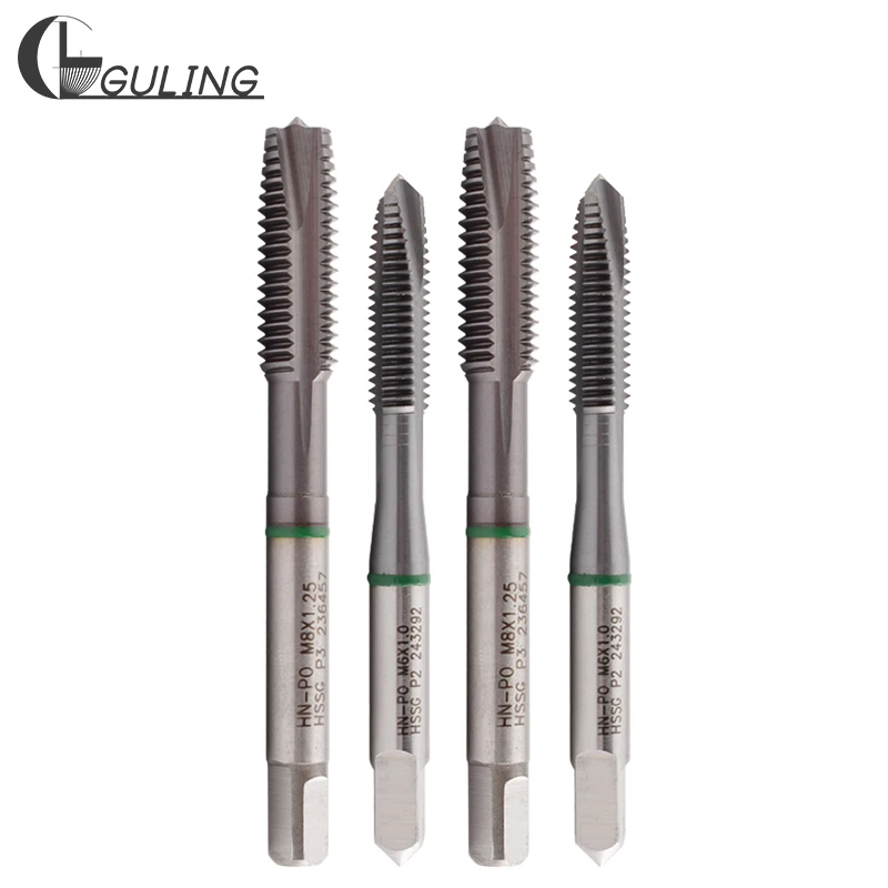GULING 1개 HSS-G JIS 표준 그린 링 스파이럴 포인트 탭 M3 M4 M5 M6 M8 M10 M12 기계 나사산 탭 (강철용)