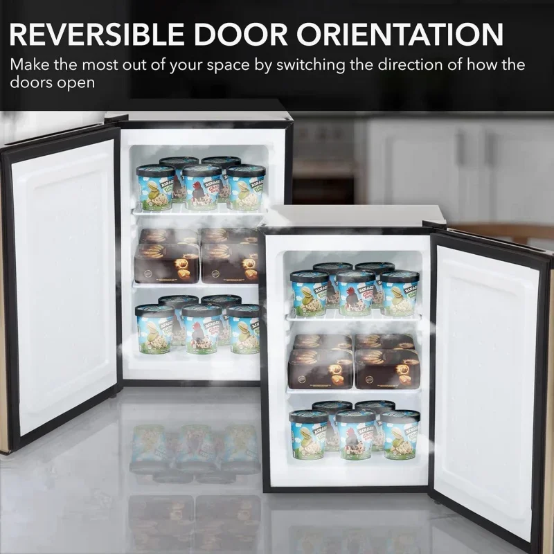 QWWhynter CUF-210SSG 2.1 cu.ft Energy Star Upright Freezer with Lock in Rose Gold