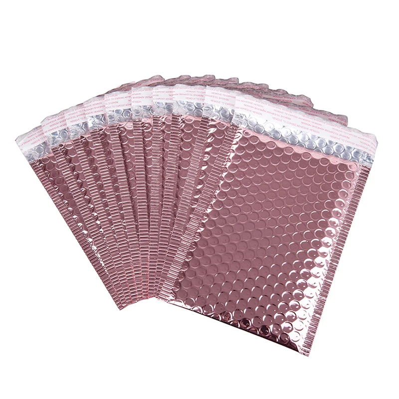 20pcs Rose Gold Bubble Envelope Foam Foil Shipping Mailing Bag Bubble Mailer Envelopes for Gift Packaging 15x13cm/18x23cm