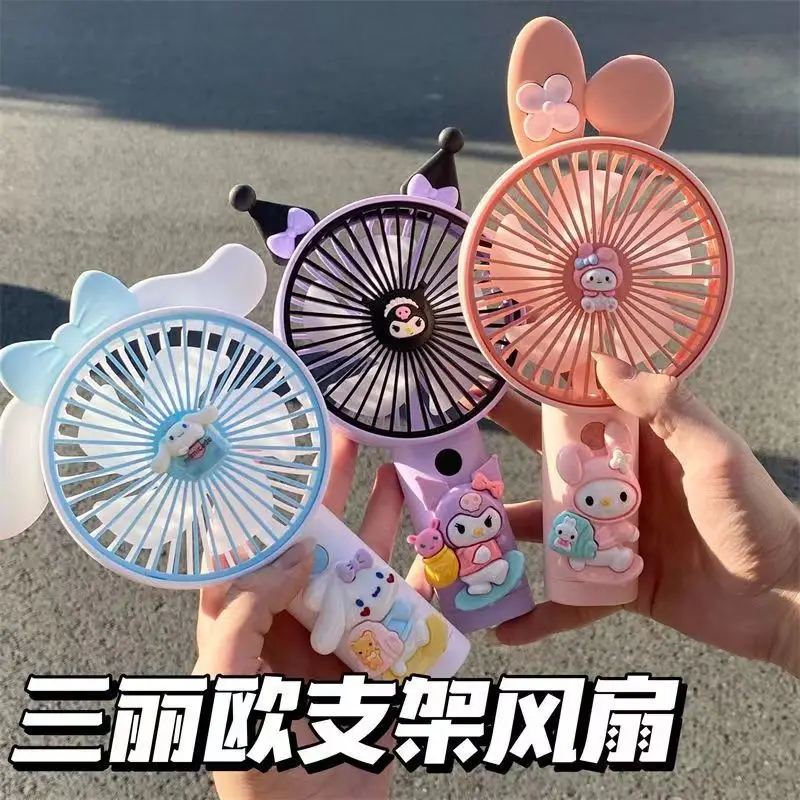 

Cute Sanrio Cartoon Handheld Small Fan USB Charging Portable Cinnamoroll My Melody Silent Student Dormitory Desktop Electric Fan