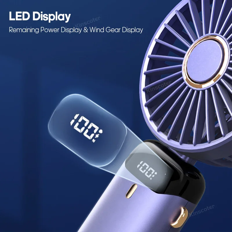 Xiaomi USB Handheld MIni Fan Foldable Portable Neck Hanging Fans 5 Speed Rechargeable Fan with Phone Stand and Display Screen 2
