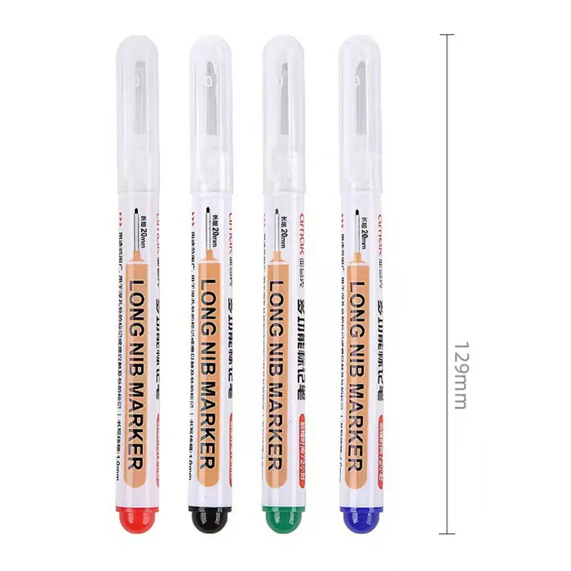 4Pcs 20MM Long Mouth Marker Deep Hole Firm Pen Oil Head Quick Drying Waterproof Plumber Electrician Woodworking Construction