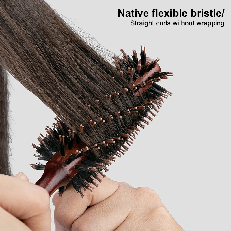 Anti-Static Boar Bristle Round Hair Styling Brush