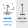 Aluminum Alloy Stand for Protable Monitor Table Bracket Adjustable 360 Rotation M4 Screw Bases Strong Load Capacity Super Stable 5