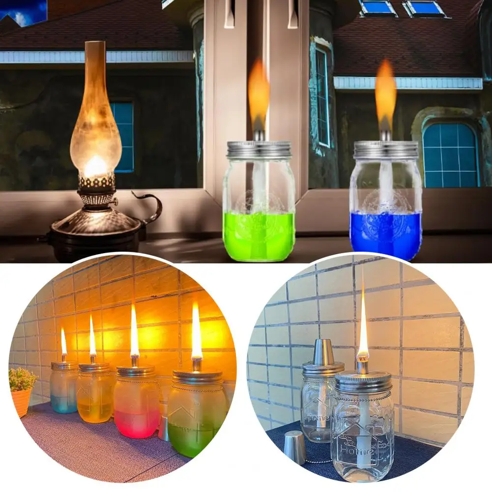 50 Pcs Lighting Torches Wicks Glass Fiber Wicks Replacement Long-Lasting Clean Burning for Torches Lanterns Bottles