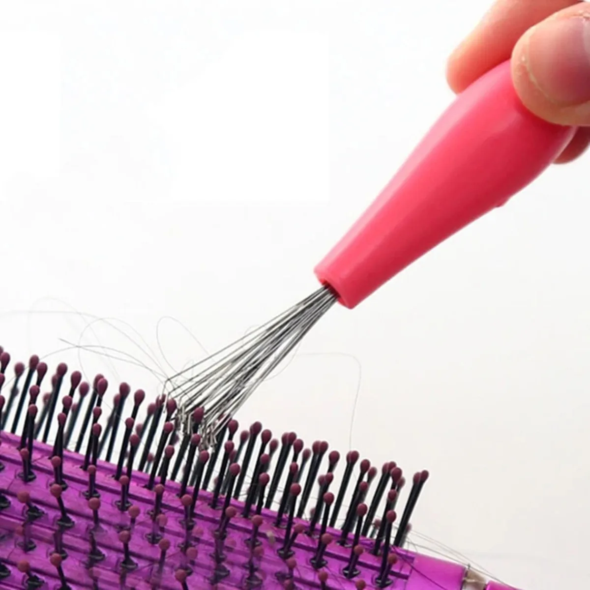 Hair Brush Cleaner with Plastic Handle - Beauty Tool for Removing Embedded Hair