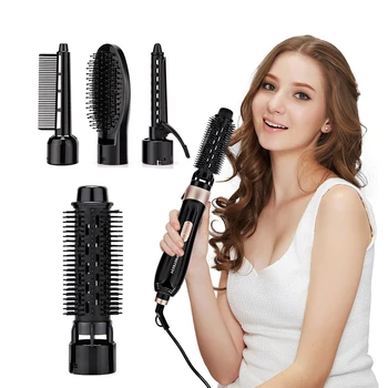 Spazzola per asciugacapelli 4 in 1 Pettine elettrico ad aria calda Multifunzione Bigodino per capelli Piastra per capelli Bigodino Asciugacapelli agli ioni negativi 1
