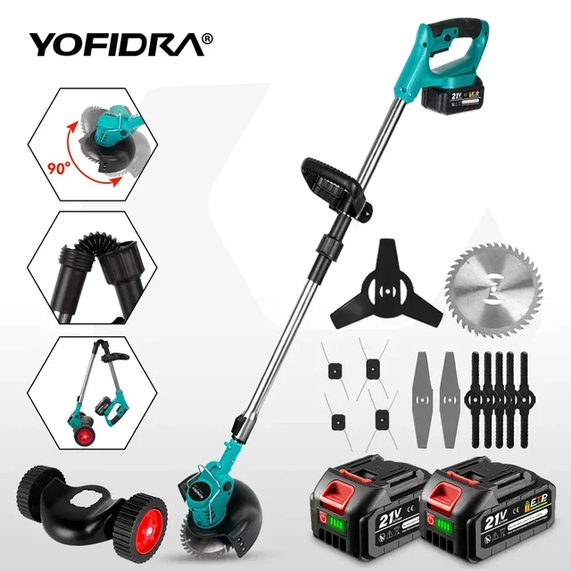 YOFIDRA tondeuse à gazon électrique portable longueur réglable coupe sans fil jardin coupe gazon tondeuse pour Makita 18V batterie broche 1