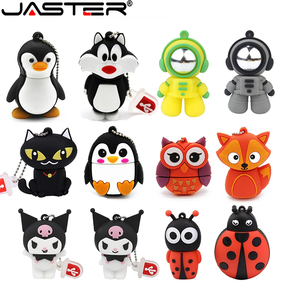 

JASTER New Pendrive 128GB Cute Cat USB 2.0 64GB Cartoon Penguin U Disk 32GB Waterproof 16GB 8GB Memory Stick Gifts for Children