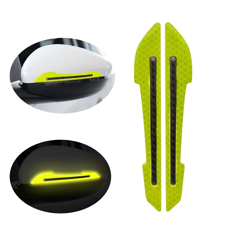 2PCS Car Side Mirror Anti-collision Reflective Sticker Car Door Night Warning Sticker Decorative Strip Reflector Car Accessories car window stickers Other Exterior Accessories