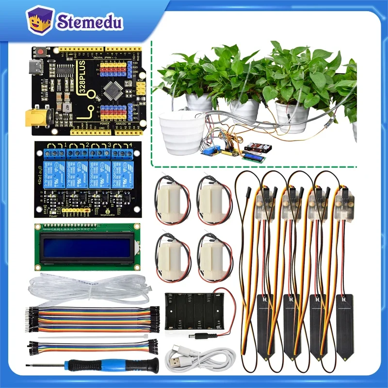 Keyestudio DIY Electronic Watering Kit For Arduino C Language Programming Automatic Water Flowers With Soil Humidity Sensor