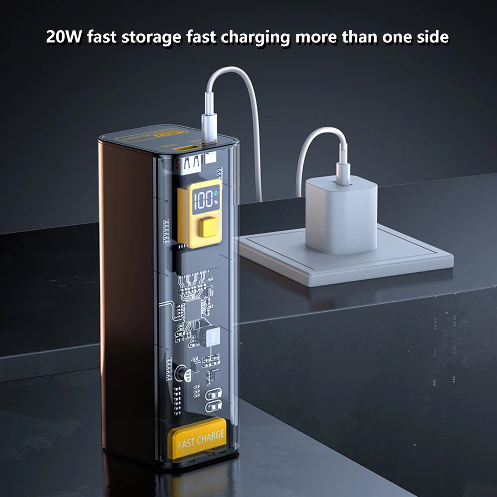 DIY 40000mAh Mobile Power 22.5W  Power Bank  Fast Charge Input/Output Transparent Battery Case Mobile Phone Accessories - 4