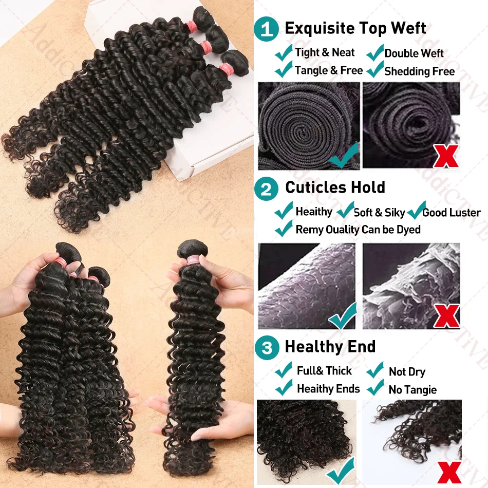 3 4 5 Bundles 100% Raw Human Hair Weave Double Weft Bundle Brazilian Remy Hair Extensions 30 32 40 Inches Loose Deep Wave Curly