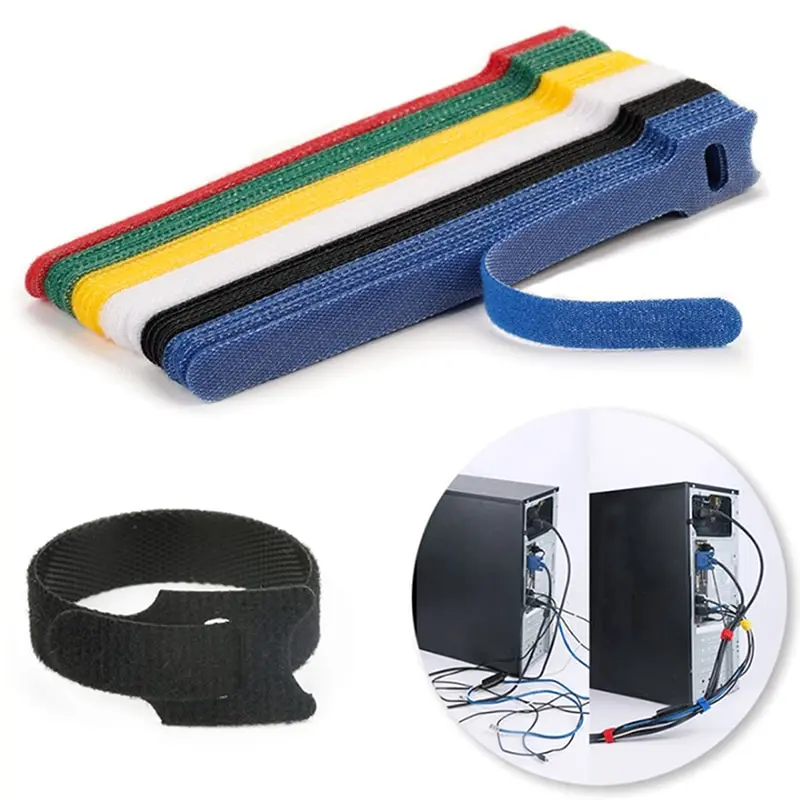 

30pcs/Set Nylon Cable Cord Tie Strap Hook And Loop Sticky Backed Tape Winder Wire Tidy Organizer Cord Protector
