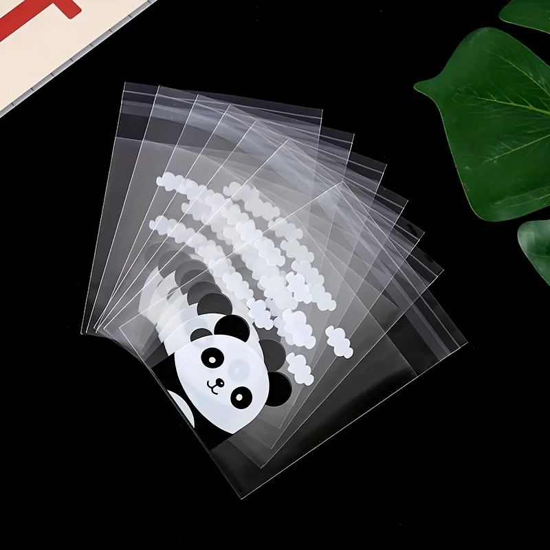 100pcs-Panda Patterned Transparent Glass Paper Bag