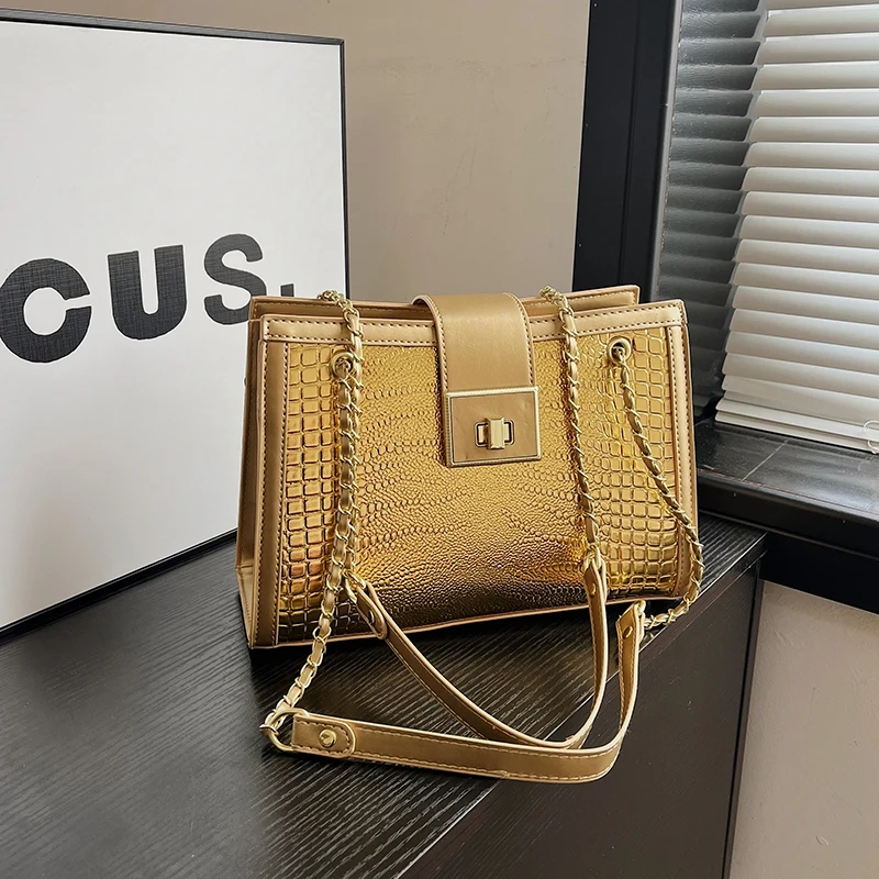 

Alligator PU Gradient Color Shoulder Bags Hasp Chains Sense of Luxury Bags for Women 2024 Fashion High Quality Brand New Style