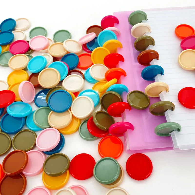 100pcs 24mm 28mm 32mm Mushroom Hole Binding Rings Plastic Discs Loose-leaf Notebooks Binder Ring Planner Rings Discbound Planner 100pcs colorful disc binding ring loose leaf t mushroom hole arc binding book rings for diy notebook binder office supply