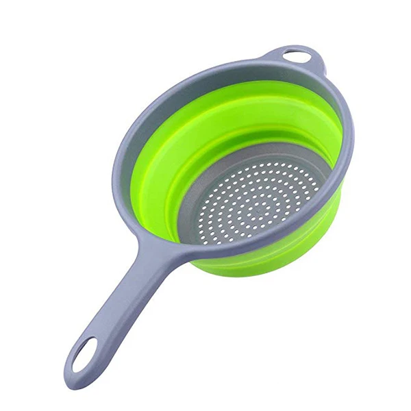 1pcs Foldable Silicone Colander Fruit Vegetable Washing Basket Strainer with Handle Strainer Collapsible Drainer  Kitchen Tools 
