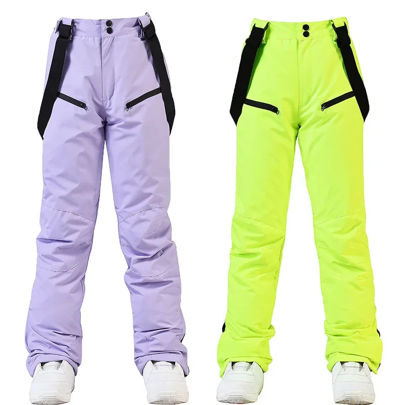 Pantalones de esquí para hombres y mujeres, pantalones de esquí con correa, a prueba de viento, impermeables, cálidos, gruesos, Snowboard, pantalones de esquí de doble tabla, nuevo, Invierno