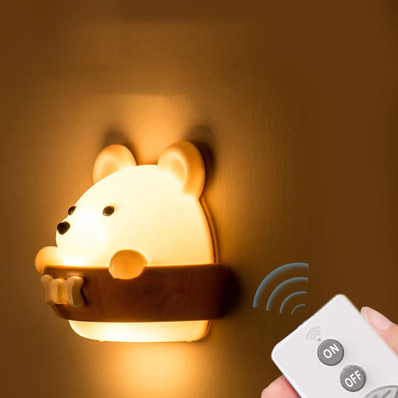 

LED Bear Night Light Remote Control 10 Level Dimmable 3 Modes Lighting Rechargeable Timer for Children Baby Bedroom Sleeping