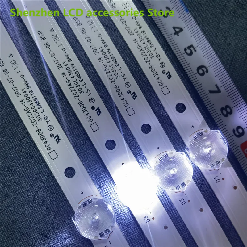 8 lamp for GC43D08-ZC22AG-17 15 23 13 303GC430044 303GC430043 un43j5200af un43j5202 857MM 43inch use aluminium 100%new 3v