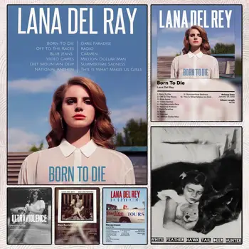 Poster su Tela con Pittura Calligrafica dell'Album Musicale di Lana Del Rey, Decorazione Moderna per Camera da Letto e Caffetteria