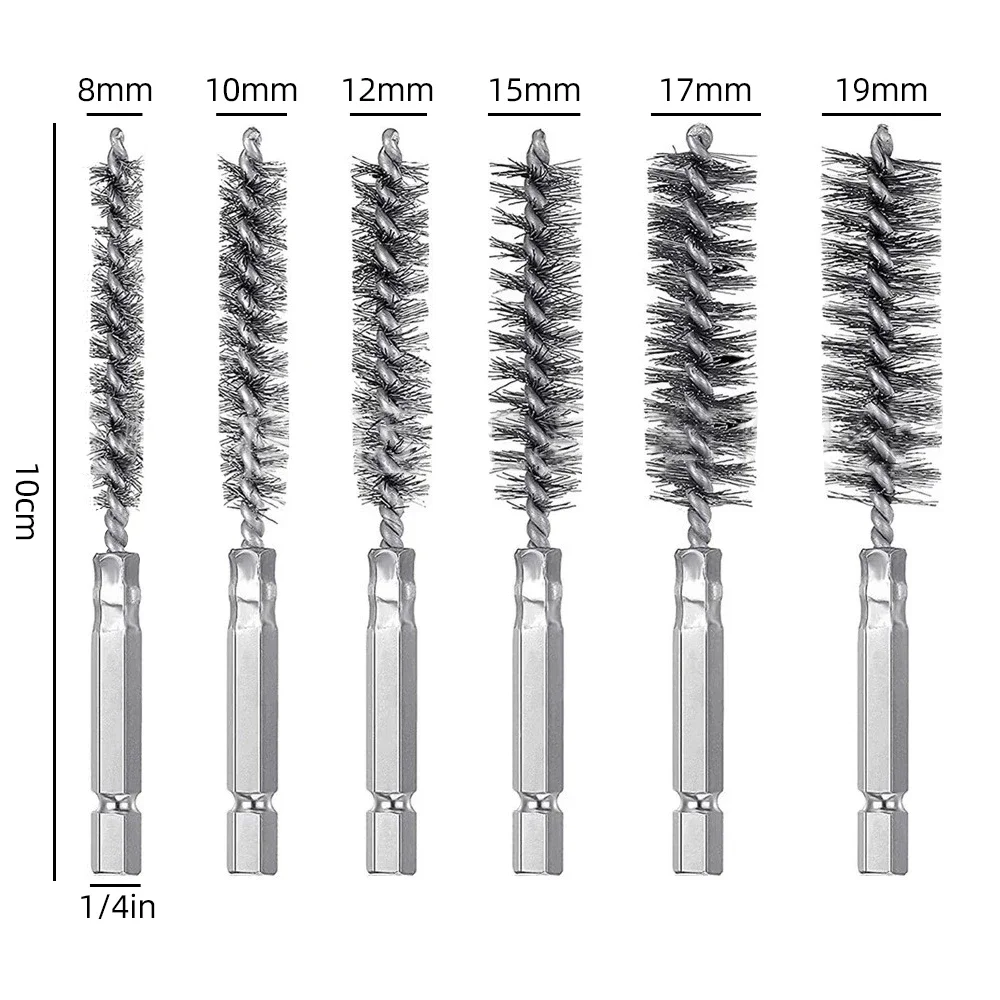 6 Pcs 8-19mm Wire Tube Machinery Cleaning Brush Rust Cleaner Washing Polishing for Automotive Manufacturing Processing Tools 2