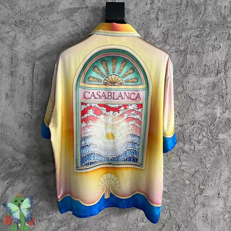 

CASABLANCA Shirts Dreamland Beach Softworm Soft Color Gradient Print Shirt Extravagant Short Sleeve Tops