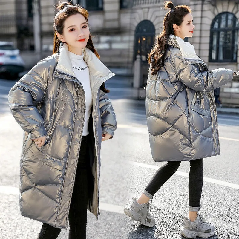 2023 New Women Down Jacket Winter Coat Female Mid Length Version Parkas Slim Fit Thick Outwear Leisure Time Versatile Overcoat