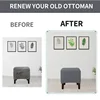 Square Footstool Cover Stretch Polar Fleece Ottoman Cover Sofa Footrest Stool Slipcover for Living Room Furniture Protector Case 3