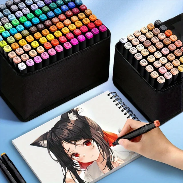 36/24Colors Art Markers Pen Set for Draw Double Headed Sketching Oily Tip Based Markers Graffiti Manga Artists School Supplies 2