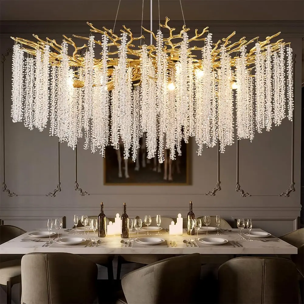 Round Gold Crystal Chandelier For Bedroom Living Room Dining Room ...