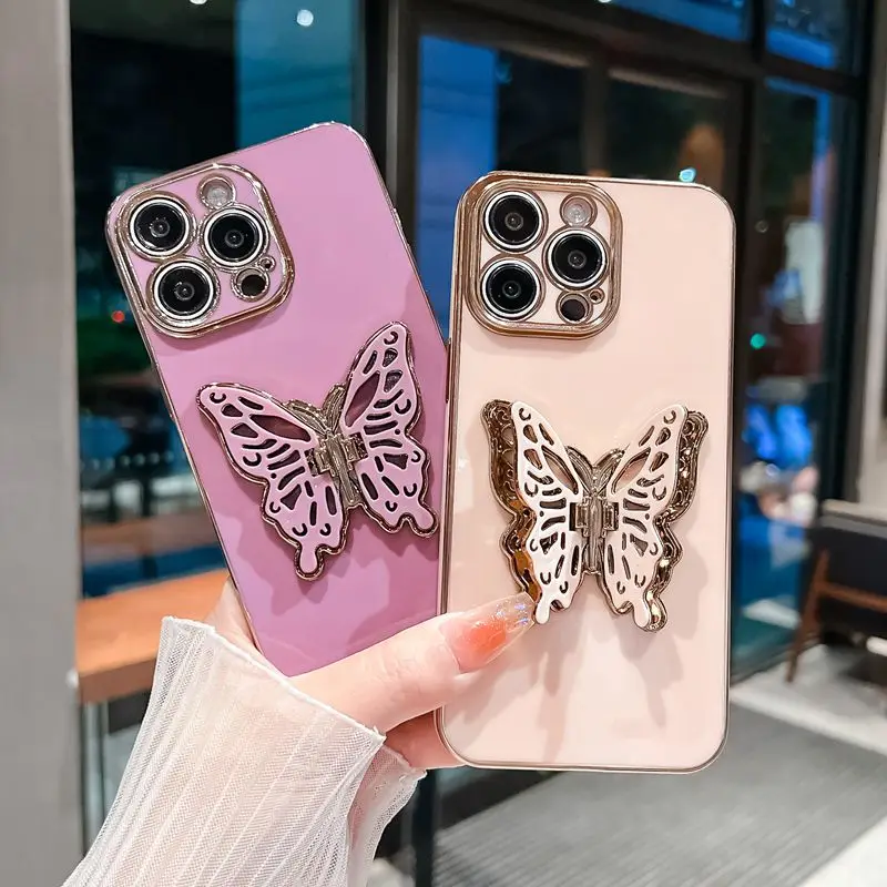 Universal 6D Butterfly Holder Stand Phone Case with Soft Cover