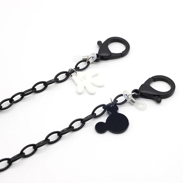 Face Mask Chain For Children Funny Cotton Glasses Lanyard Necklace Hangs Mouse Eyewear Chain Sunglasses Cord Jewelry Accessories Black Chain 02