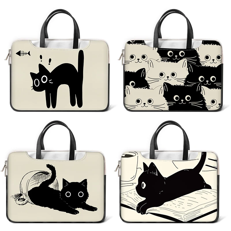 Diy pu Laptop Bolsa com Tampa do Gato Bolsa de Transporte Luva Handle Macbook hp Asus Acer Lenovo Acessórios 12 13 14 15 17 - Imagem 3