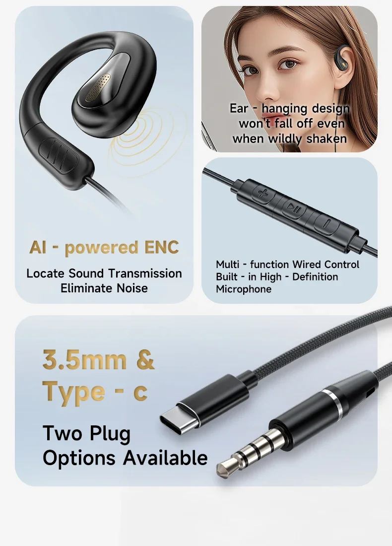 Cuffie sportive open ear cablate con microfono enc e usb-c_voghion.com