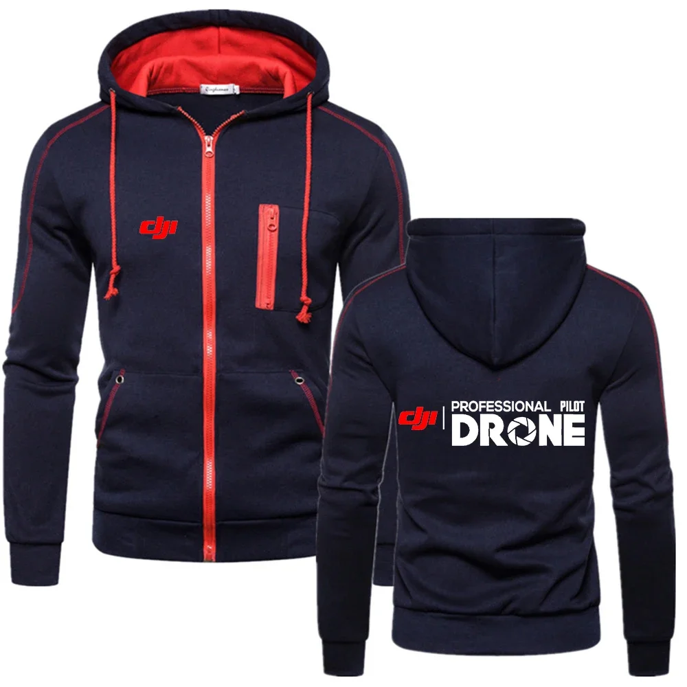 DJI Pilot Drone Print Men's Warm Hoodie Sweatshirt Coat 2