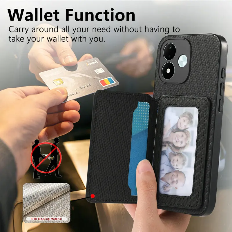 Luxury RFID Leather Wallet Phone Case with Magnetic Back Cover