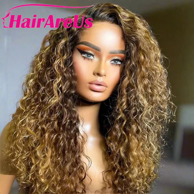 Perruques bouclées Highlight 13x6 Lace Front en cheveux humains, blond miel, Deep Wave, perruques 13x4 HD Lace, perruques 4x4 Remy en cheveux humains pour femmes 1