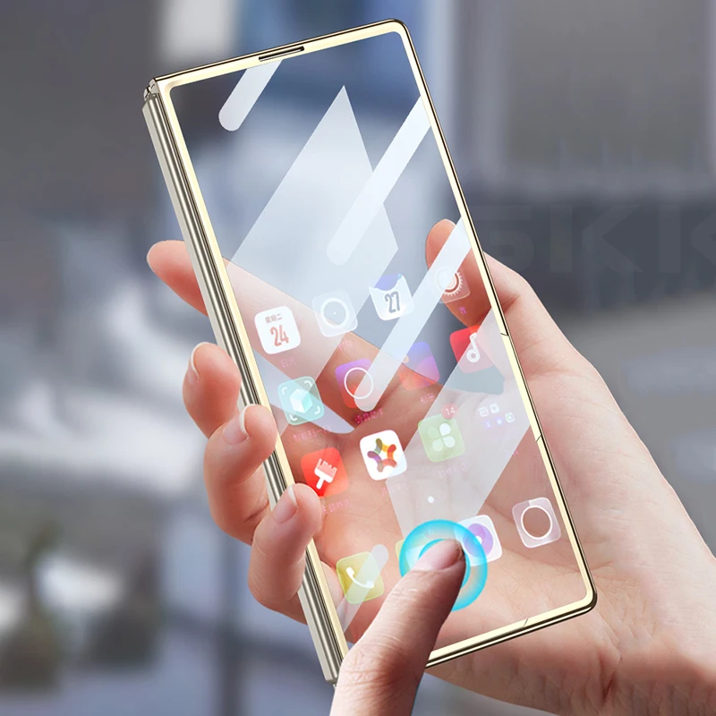 Luxury Painted Tempered Glass Case For Samsung Galaxy Z Fold 7 6 5 Outer Screen