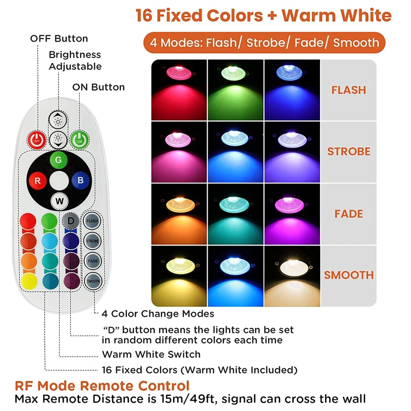 RGB Landscape Lighting 10W Color Changing Landscape Spotlight with Remote  Control Waterproof Yard Tree Lawn Garden Outdoor Light