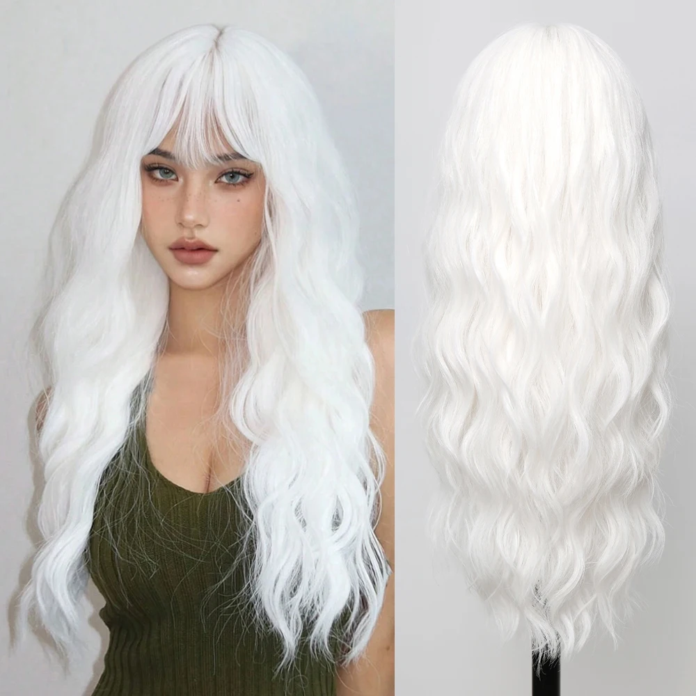 Long Curly Wig for Women Synthetic Wig with Bangs Heat Resistant for Lolita Party Cosplay Costume synthetic wig