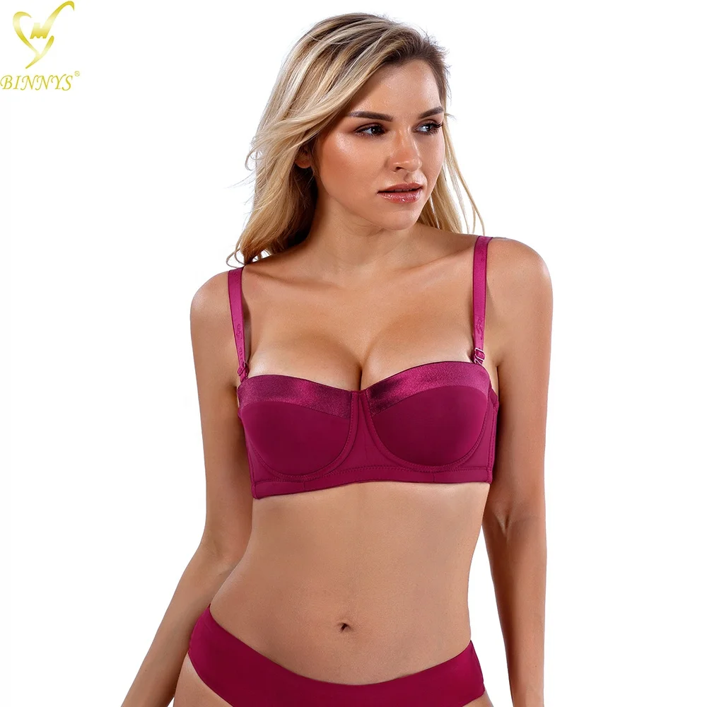 Binnys Women's High Quality Strapless Bra 38C Cup Underwear Female Silicone Non-slip Half Comfortable Underwire Ladies Sexy Bra
