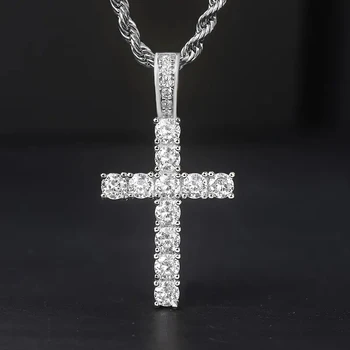 Huitan 60Cm Twisted Chain Long Necklace for Women/Men Fashion Luxury Cubic Zirconia Cross Pendant Necklace Gift Love Accessories 1