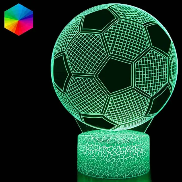 3D Soccer Ball Night Light with Touch Sensor and Remote Control - Fun Bedroom Decor Lamp
