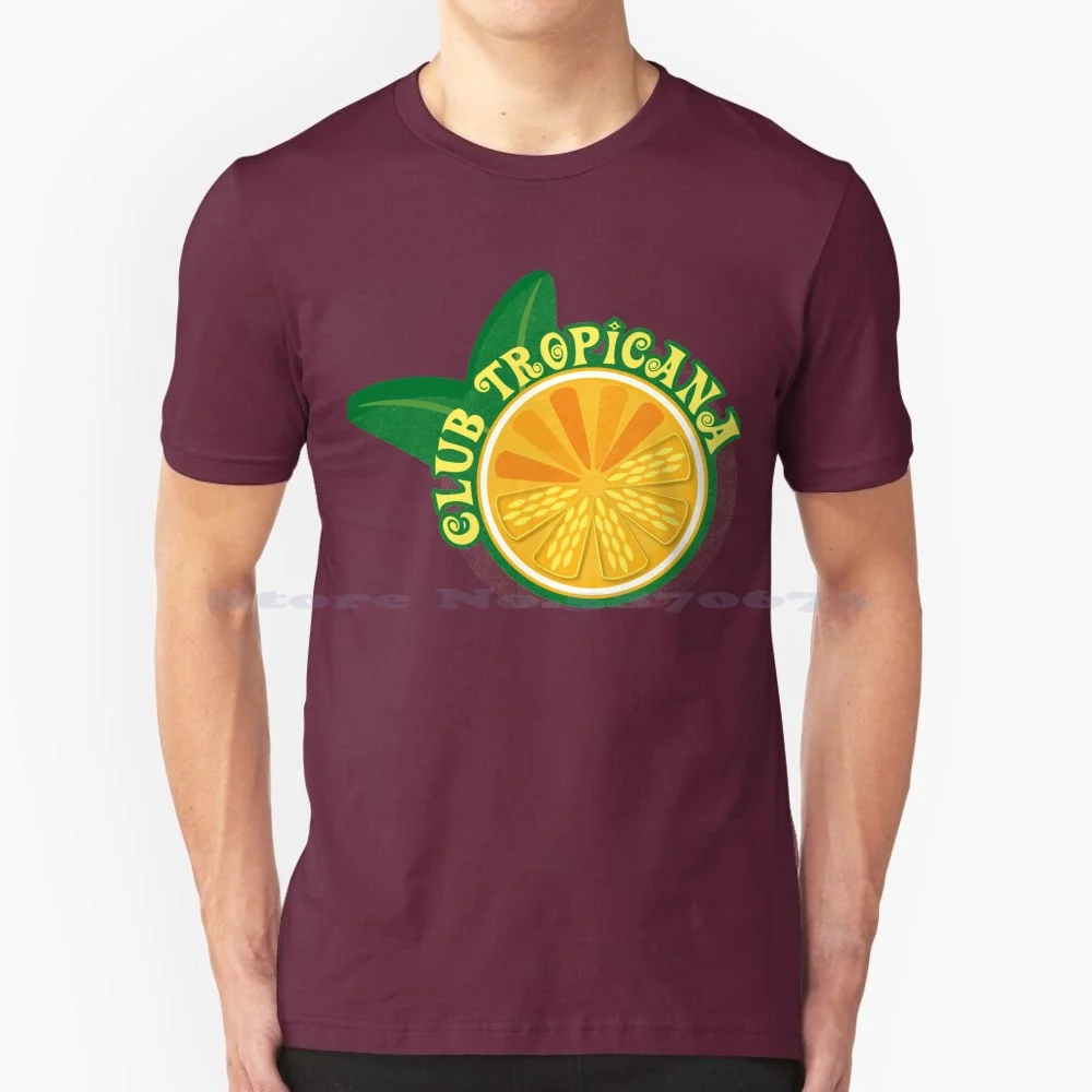 Club Tropicana Orange Vintage Logo T Shirt 100% Cotone Tee Club Tropicana Wham Succo D'Arancia Vintage Retro Leaf Giallo Verde