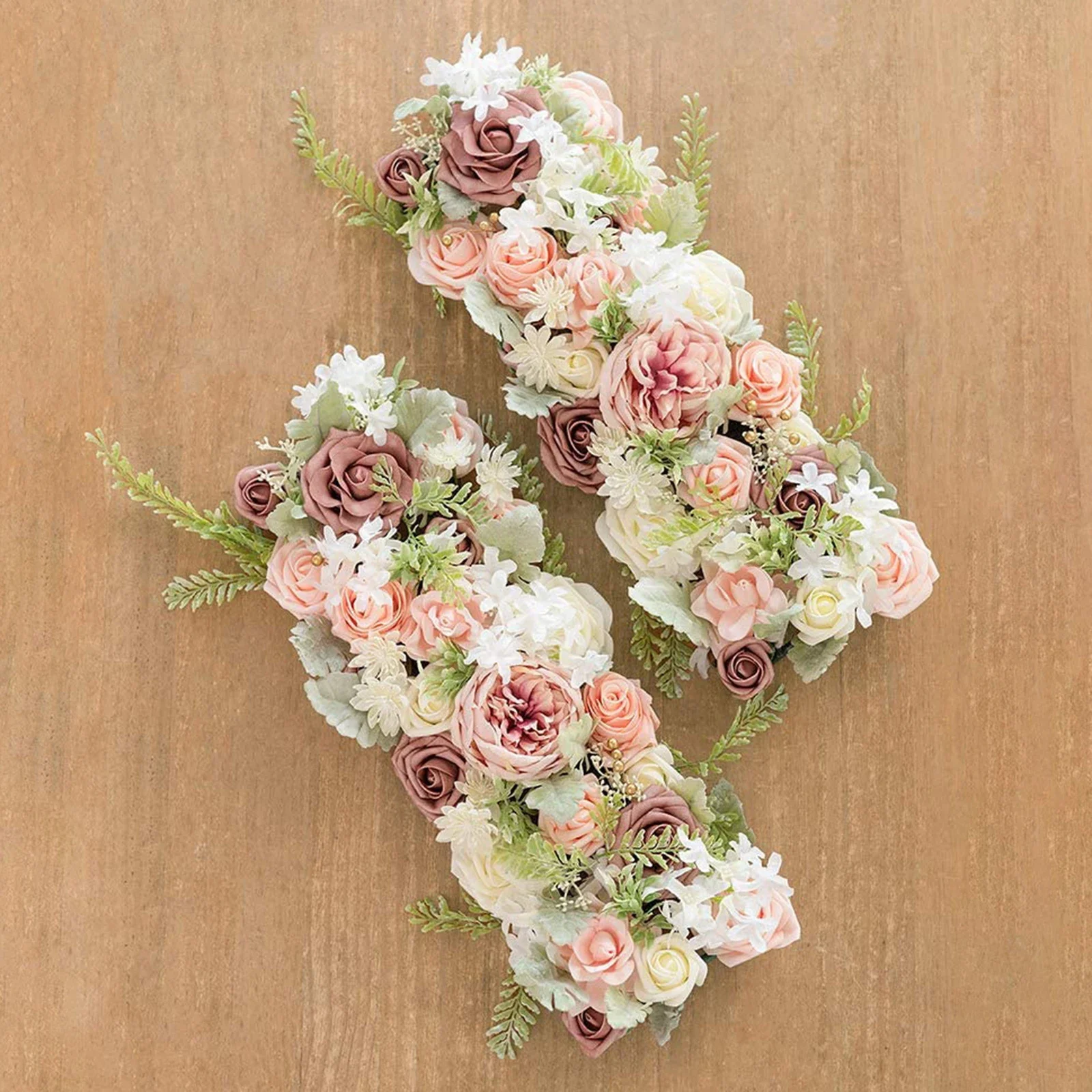 Description Picture 2 of item2Pcs/Set Artificial Arch Flower Swag Table Runner Centerpiece Garland for Wall Wedding Ceremony Sign Floral Decoration Flowers