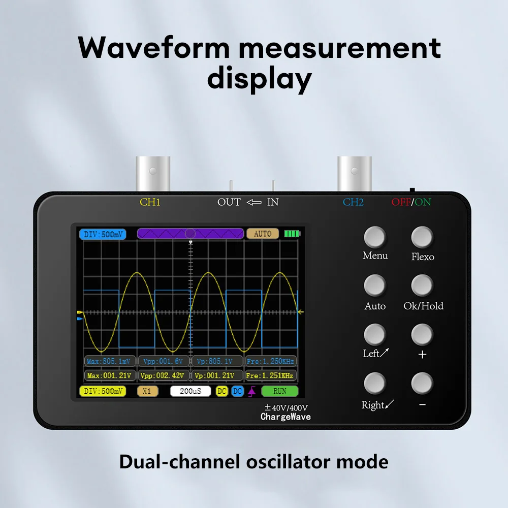 SCO2 Dual Channel Digital AUTO Oscilloscope PWM 50M 10Mhz Sampling Rate 2.5KSa/S Analog Bandwidth for Electronic Repair Tools 4